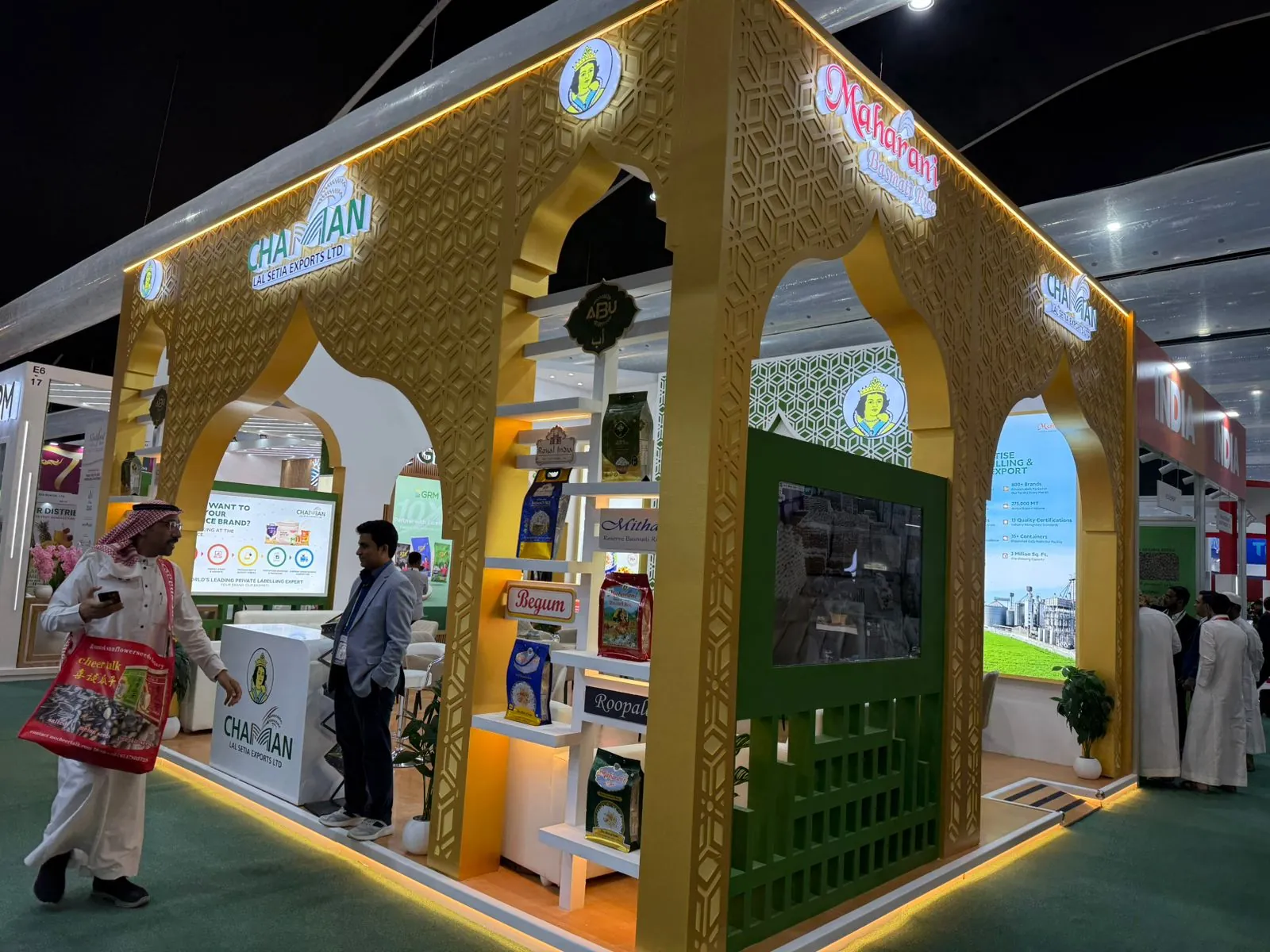 Chaman gold arched stand at The Saudi Food Show 2025, Riyadh
